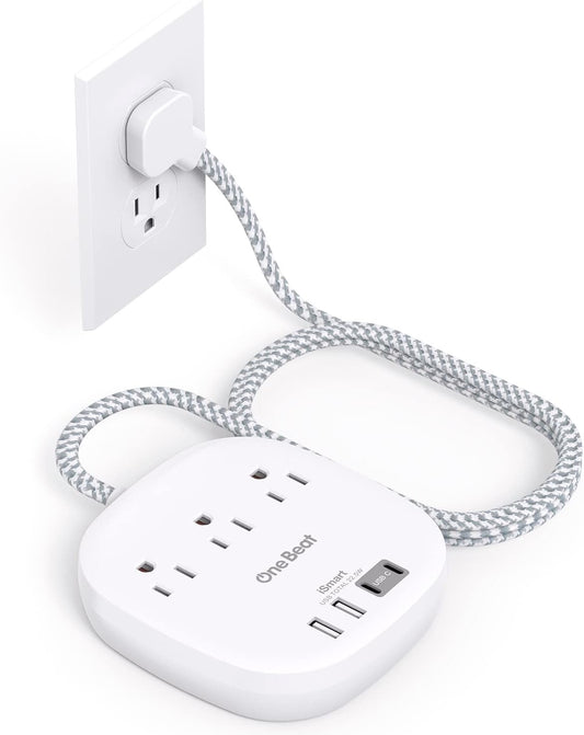 Travel Essentials, 22.5W/4.5A Flat Plug Power Strip, 6 Ft Extension Cord