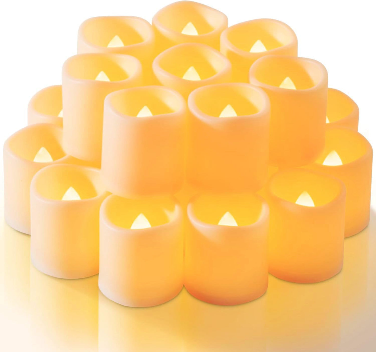 Homemory 24Pack Flickering Flameless Votive Candles for Wedding Decoration, 200+Hour Warm White Battery Operated LED Tealight, Electric Fake Candles for Party, Receptions, Halloween, Christmas