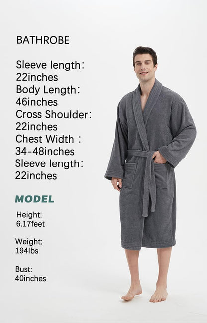 Ramesses Bathrobe Mens,Premium Thick Terry Cloth Bathrobe,Towel Bath robe Long–Staple Combed Men's Cotton Robe