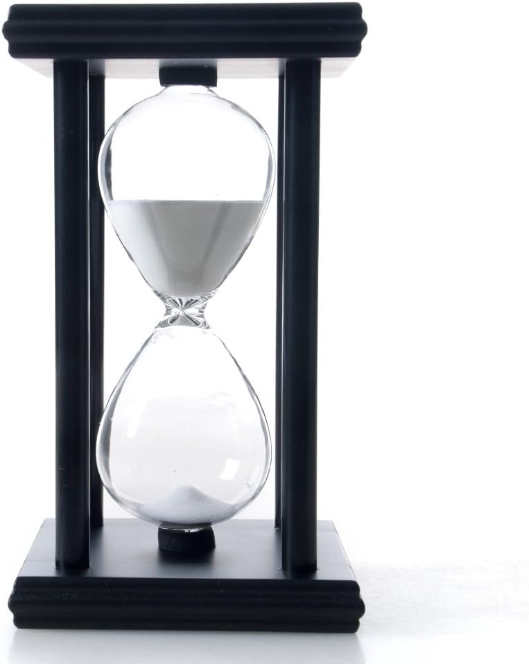 60 Minutes Hourglass, Wood Sand Timer, White | 4 x 4 x 8 inch Sand Clock