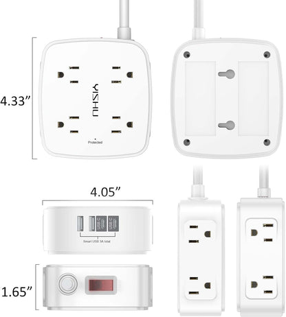 YISHU 6Ft Surge Protector Power Strip with 8 Widely Outlets & 4 USB Ports