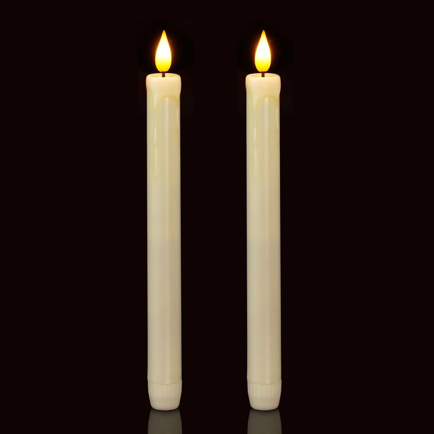 Homemory 6 Pack Flameless Taper Candles, No Remote, Realistic Flickering Battery Operated Candlesticks, Ivory LED Plastic Candle Safe for Weddings, Table Decor, Christmas, and Halloween