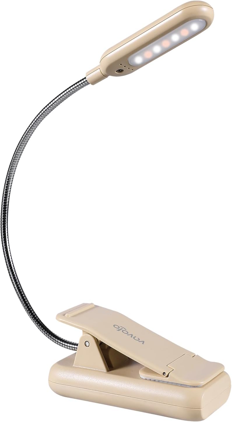 VAVOFO Clip On Book Light for Bed Kids, 7 LED Reading Light with 9-Level Warm Cool White Daylight, Eye Care Lamp with Power Indicator for Bookworms (Blue)