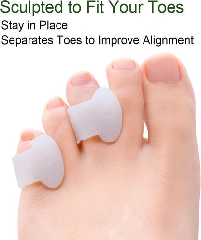 Welnove Gel Toe Separator, Pinky Toe Spacers, Little Toe Cushions, Small Toe Sleeves for Preventing Rubbing & Reducing Pressure (Pack of 12, Transparent)
