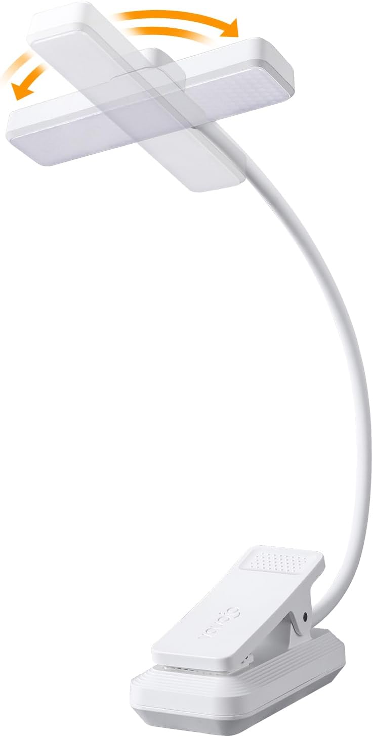 VAVOFO 24 LEDs Rotatable Book Light, Rechargeable Clip Reading Lamp