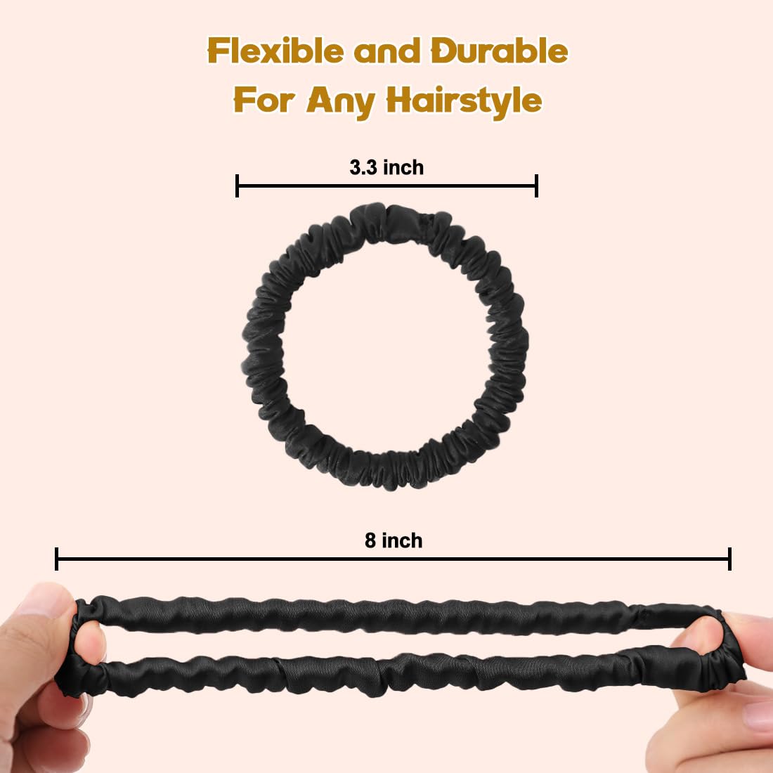 6PCS Silk Scrunchies for Hair, 100% Mulberry Silk Hair Ties, Scrunchies for Women Girls, Elastic Ponytail Holders No Damage