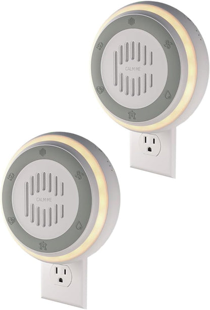 (3 Pack) Calm Me White Noise Machine for Office Privacy & Noise Canceling, Plug in Wall Sound Machine for Therapy Office Used in Hospitals Clinics & Spas, 20 Soothing Natural Sounds, Compact Design.