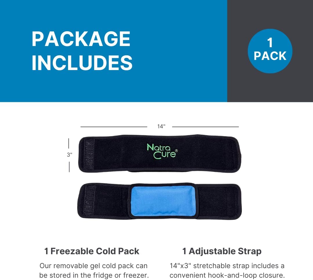 NatraCure Cold Therapy Wrap w/ 20" Strap - 2 Pack (Small Reusable Gel Ice Pack Compress for Injuries and Pain Relief, Hand, Arch of Foot, Wrist, Elbow, Arthritis, Neuropathy) - 715-20 CAT2PK