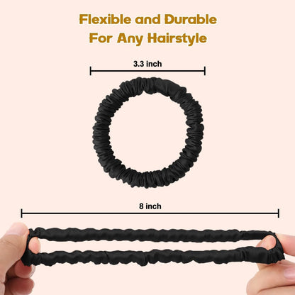 6PCS Silk Scrunchies for Hair, 100% Mulberry Silk Hair Ties, Scrunchies for Women Girls, Elastic Ponytail Holders No Damage