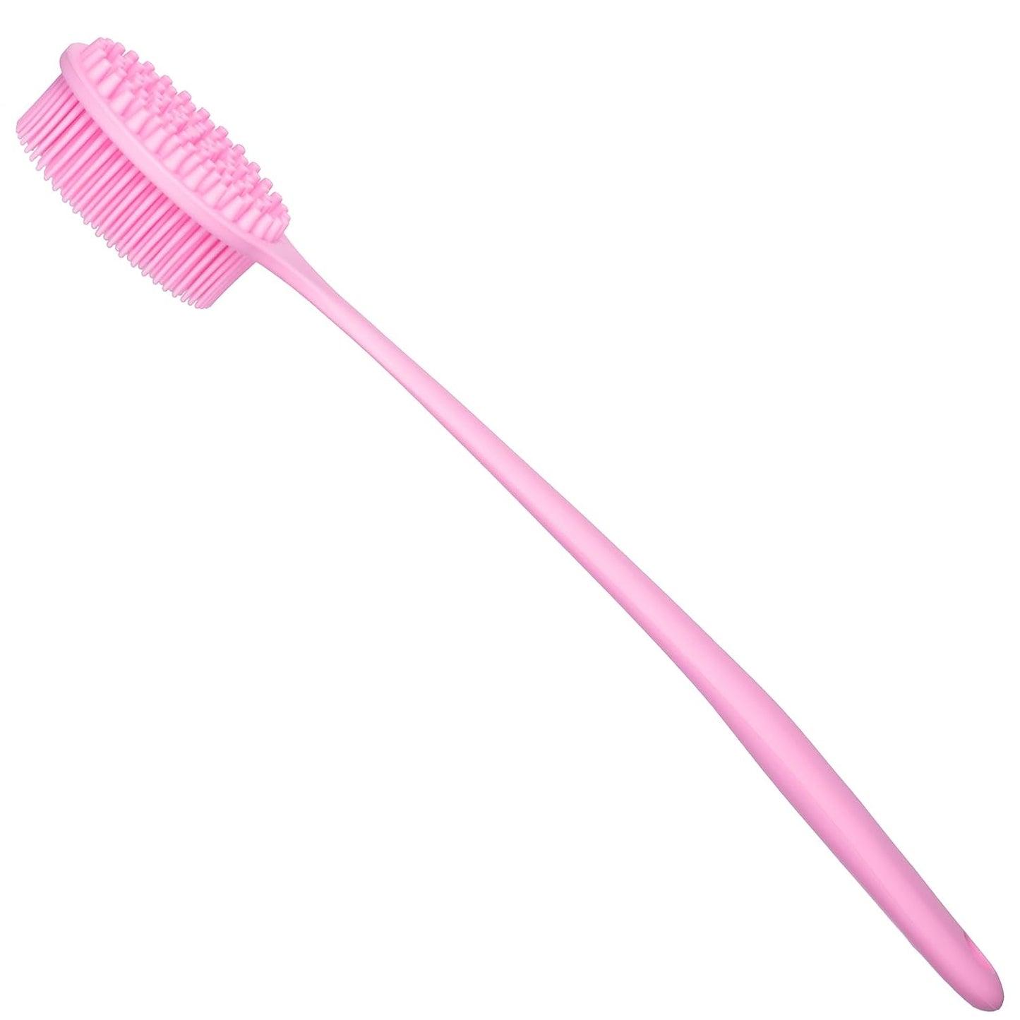 DNC Back Scrubber for Shower Soft Silicone Bath Body Brush with Long Handle (Black)
