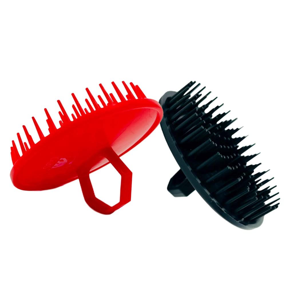 G.B.S Gents Dandruff Cleaning Scalp Brush 2 Pack – Silicone Shampoo Scrubber for Hair & Scalp Massage, Exfoliating Wet Dry Hair Care, Red