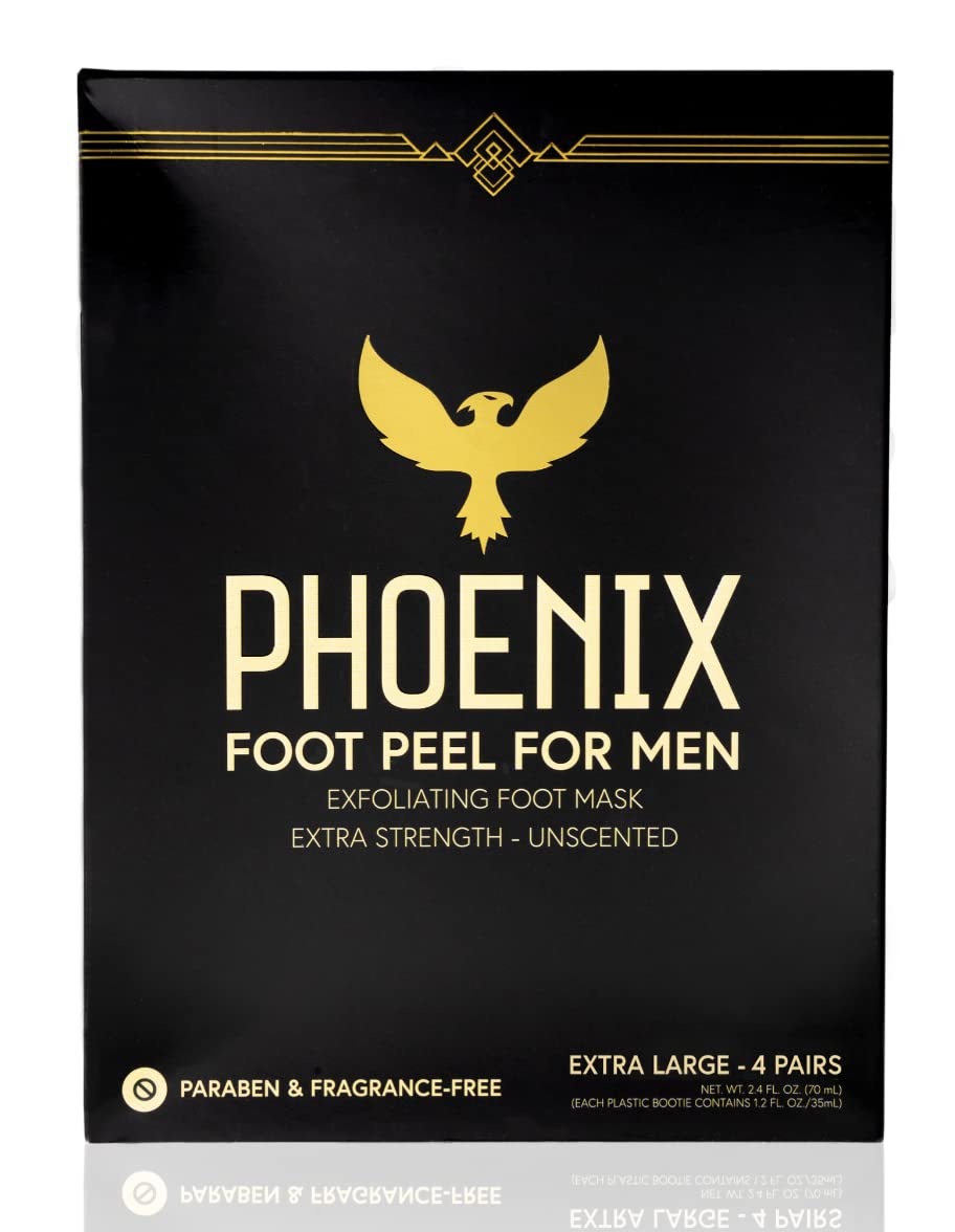 (Pack of 2) Phoenix Foot Peel for Men - Extra Large - Extra Strength - Menthol - Exfoliating Dry Feet Treatment - Callus Remover - Paraben Free