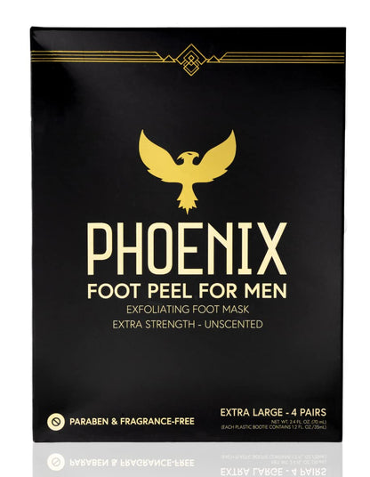 (Pack of 2) Phoenix Foot Peel for Men - Extra Large - Extra Strength - Menthol - Exfoliating Dry Feet Treatment - Callus Remover - Paraben Free
