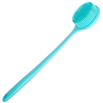 DNC Back Scrubber for Shower Soft Silicone Bath Body Brush with Long Handle (Black)