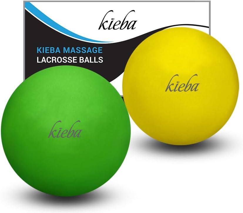 Kieba Massage Lacrosse Balls for Myofascial Release, Trigger Point Therapy, Muscle Knots, and Yoga Therapy. Set of 2 Firm Balls (Pink and Purple)