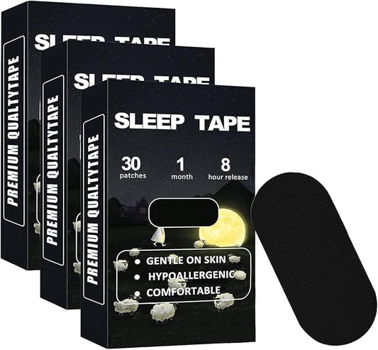 Black Mouth Tape for Sleeping (90 Pack) – Hypoallergenic Cotton Adhesive – Latex-Free, Pain-Free Removal & Gentle on Skin – Premium Quality Strips