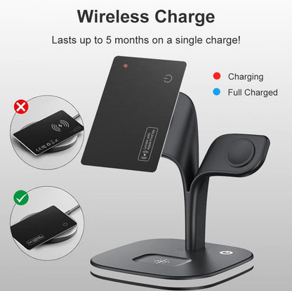 Apple MFi Certified Wallet Tracker, Works with Apple Find My, Rechargeable 0.07in Ultra-Slim Tracking Card, Item Locator for Wallet, Luggage, Passports, Purse (B1)