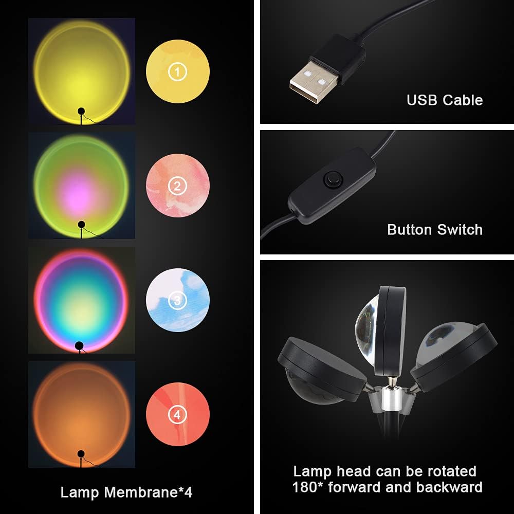 Sunset Lamp Projector Multicolor Changing LED Projection Lamps 16color