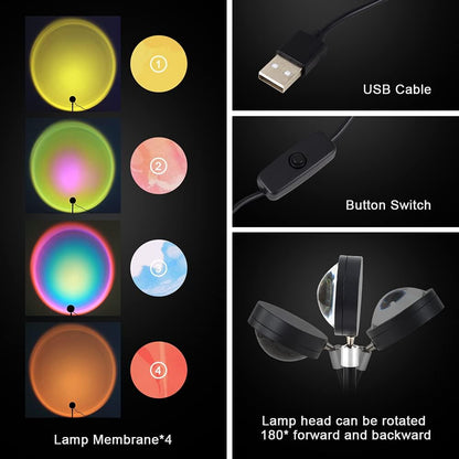 Sunset Lamp Projector Multicolor Changing LED Projection Lamps 16color