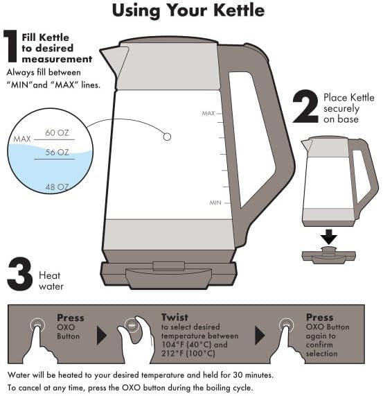 OXO Brew Adjustable Temperature Kettle, Electric Kettle, Stainless Steel