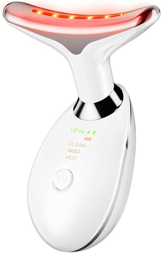 Neck Face Massager Tool, 3-in-1 Portable Facial Massager, Face Sculpting Tool at Home for Skin Care with Vibration (White)