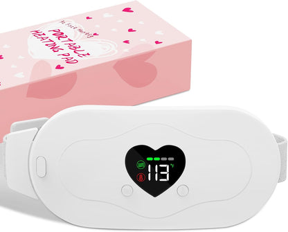 Glyduny Portable Heart Heating Pads, 6 Heat & Massage Modes 3S Fast Heating Electric Cordless Heat Pad, 30/60 Mins Auto Shut Off, Back or Belly Heating Pad Ideal Gift for Women, (Pink-6602)