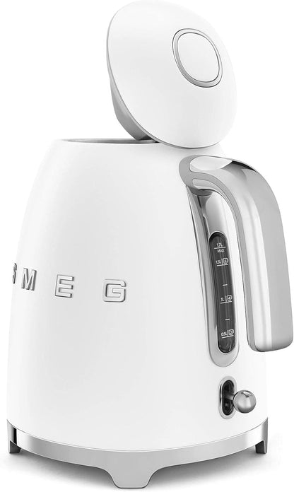 Smeg 7 Cup Water Kettle KLF03 Matte White with Soft-Opening Lid and Auto Shut-Off (Renewed)