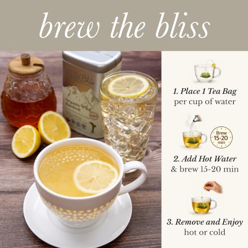 Wild Bliss Organic Burdock Root Tea - Caffeine Free Herbal Detox Support - Pharmacopoeia Quality - 25 Plant Based Tea Bags (Pack of 2)