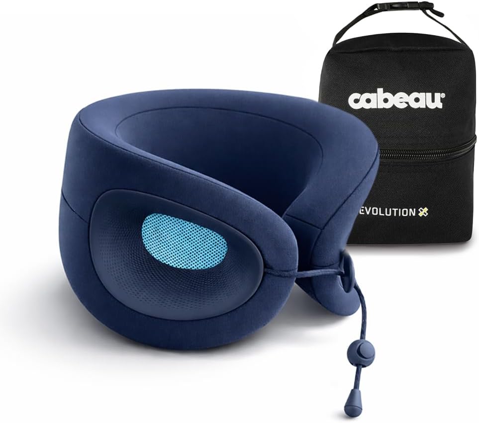 Cabeau Evolution X Deluxe - Best Travel Neck Pillow with Travel Bag (Diamond Black/White)