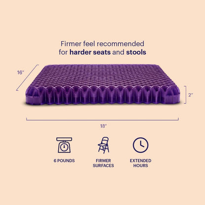 Purple Royal Seat Cushion, Portable 2 Inch Gel Seat Cushion, GelFlex Grid | Handles for Car, Office Chair, Stadium - Pressure-Reducing for Hard Seats, Temperature-Neutral, No-Slip - Made in USA