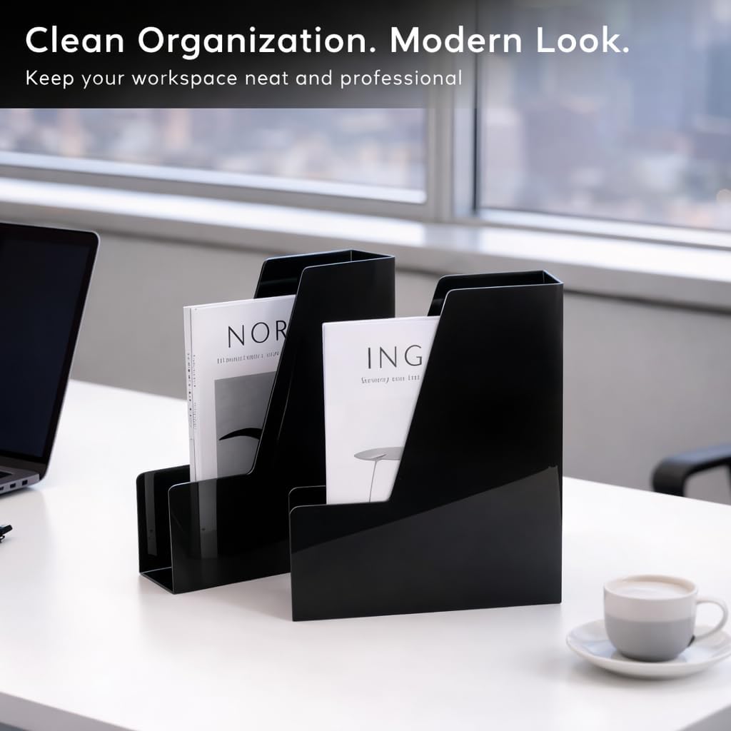 CiWiVOKi Vertical File Holder, PET Desk Organizer, Black