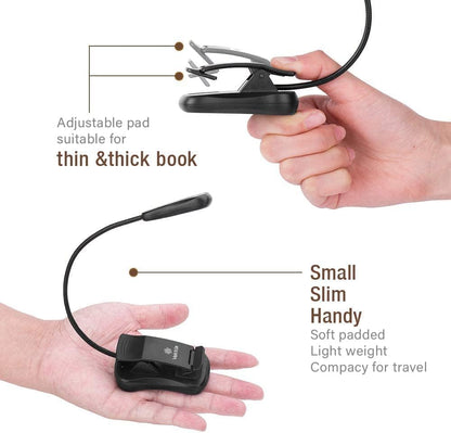 Vekkia 3000K Warm LED Rechargeable Book Light, Easy for Eyes, Clip on Reading Lights for Books in Bed, Car & Travel, Lightweight Slim 2.1 oz. Great for Readers