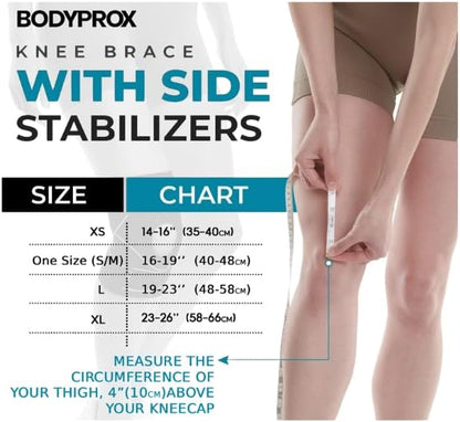 Bodyprox Knee Brace with Side Stabilizers & Patella Gel Pad Support | Knee brace for women, knee brace for men; helps support knee pain and steady daily movement.
