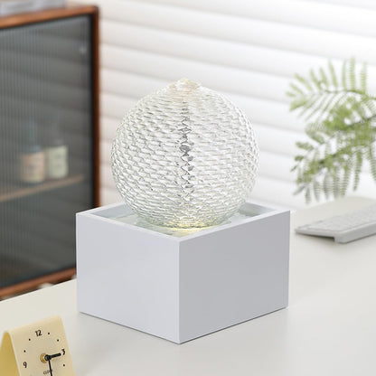 Generic Indoor Water Feature Tabletop Ceramic Fountain Home Kitchen Office Decoration Modern Design Style (white)