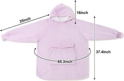 Krifey Wearable Blanket Hoodie, Oversized Sherpa Hooded Blanket for Adults | Soft sherpa fleece with sleeves and pocket; oversized fit for lounging, WFH, camping, Christmas and white elephant gifts.