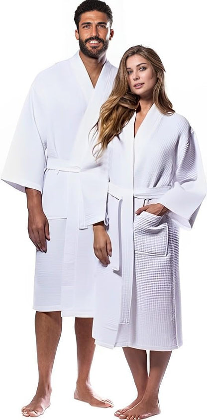 Waffle Knit Lightweight Kimono Spa & Bath Robes for Women and Men - Quick Dry - Soft