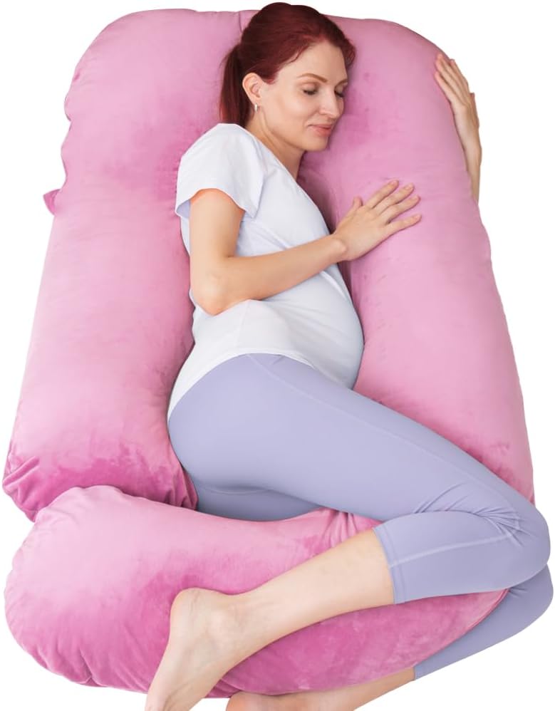 60 Inch Pregnancy Pillow for Sleeping, Extra Large U Shaped Body Pillow, Maternity Pillow for Pregnant Women with Velvet Cover (Dark Grey)