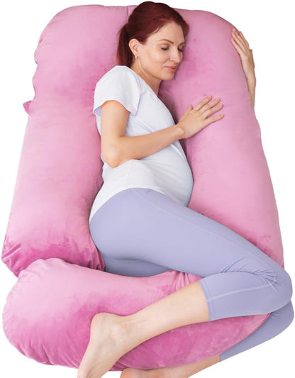 60 Inch Pregnancy Pillow for Sleeping, Extra Large U Shaped Body Pillow, Maternity Pillow for Pregnant Women with Velvet Cover (Dark Grey)