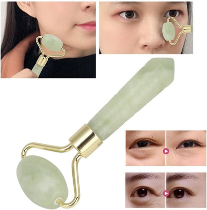 Jade Stone Facial Roller - 3.3x1.6in Face Massager, Mini Handheld Multifunctional Skin Tightening Tool for Face Lifting