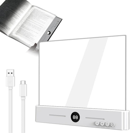 Flat Book Light,2026 Upgrade, Book Light Treasure Box, Reading in Bed at Night with 3 Colors & Timer, Dimmable Panel Plate Book Lamp Full Page Light, Bookish Gifts for Book Lovers(White)