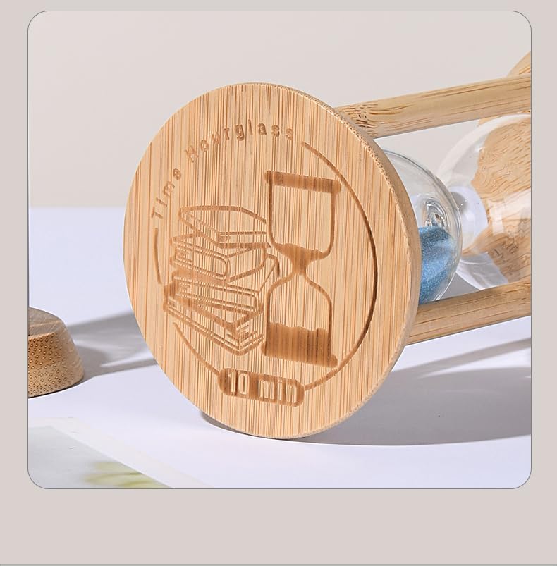 Mini Wooden Sand Timers,100% Bamboo Hourglass Sand Timers 1Min Sandglass Timer for Toothbrush Timer Games Classroom Home Office Cooking(Blue+1Min)