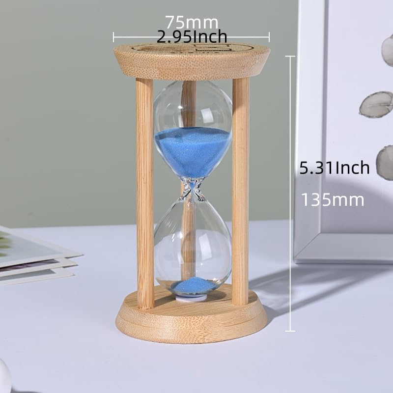 Mini Wooden Sand Timers,100% Bamboo Hourglass Sand Timers 1Min Sandglass Timer for Toothbrush Timer Games Classroom Home Office Cooking(Blue+1Min)