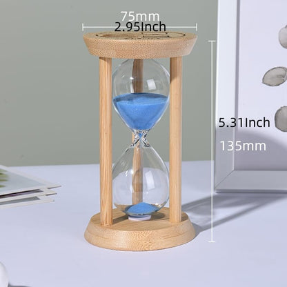 Mini Wooden Sand Timers,100% Bamboo Hourglass Sand Timers 1Min Sandglass Timer for Toothbrush Timer Games Classroom Home Office Cooking(Blue+1Min)