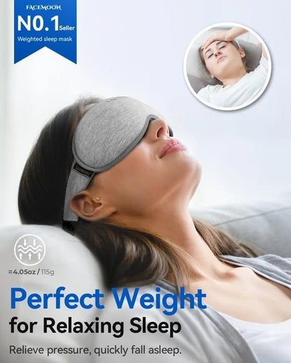 Weighted Blackout Sleep Mask for Men, 3D Contoured Zero Eye Pressure, Lash-Friendly Deep Eye Cups, Adjustable Slide Buckle Strap, Office Nap & Business Travel Essential, Relaxation Gift for Him(Black)