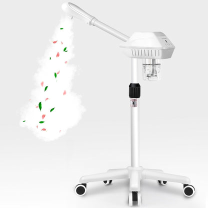 Professional Facial Steamer for Deep Cleansing and Hydration, Ozone Spa Face Steamer on Wheels, Adjustable Height and Angle,Estheticians Steamer More Steam,Suitable for Beauty, Spa and Home Use