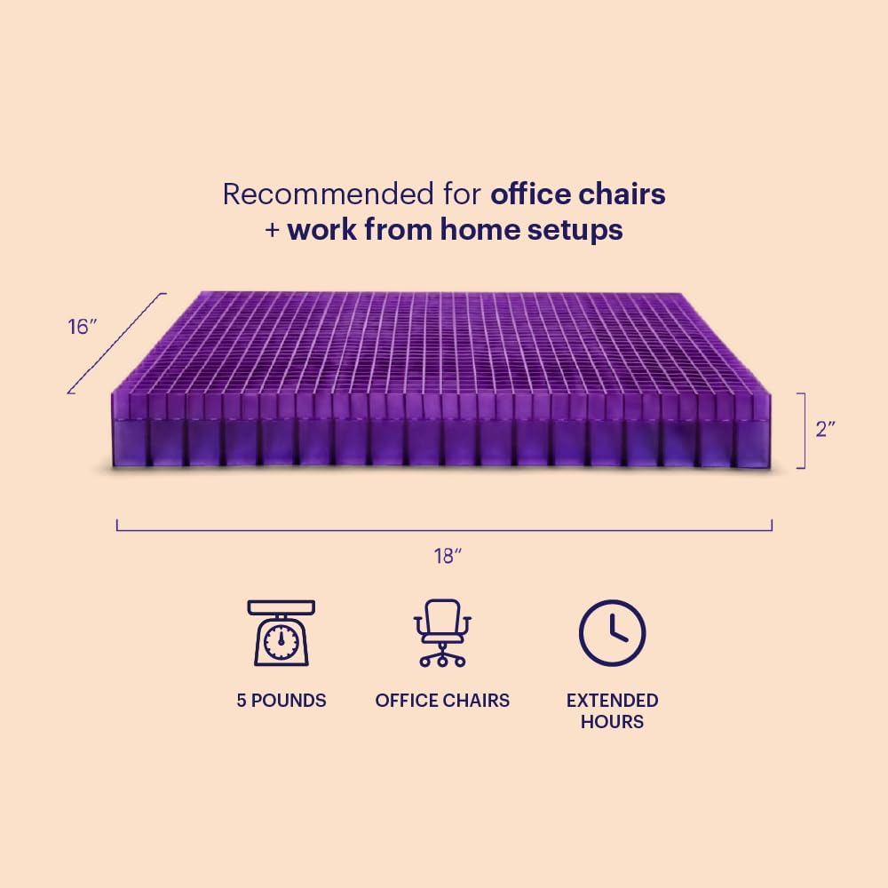 Purple Royal Seat Cushion, Portable 2 Inch Gel Seat Cushion, GelFlex Grid | Handles for Car, Office Chair, Stadium - Pressure-Reducing for Hard Seats, Temperature-Neutral, No-Slip - Made in USA