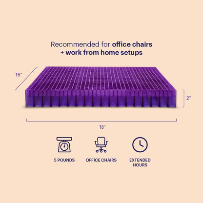 Purple Royal Seat Cushion, Portable 2 Inch Gel Seat Cushion, GelFlex Grid | Handles for Car, Office Chair, Stadium - Pressure-Reducing for Hard Seats, Temperature-Neutral, No-Slip - Made in USA