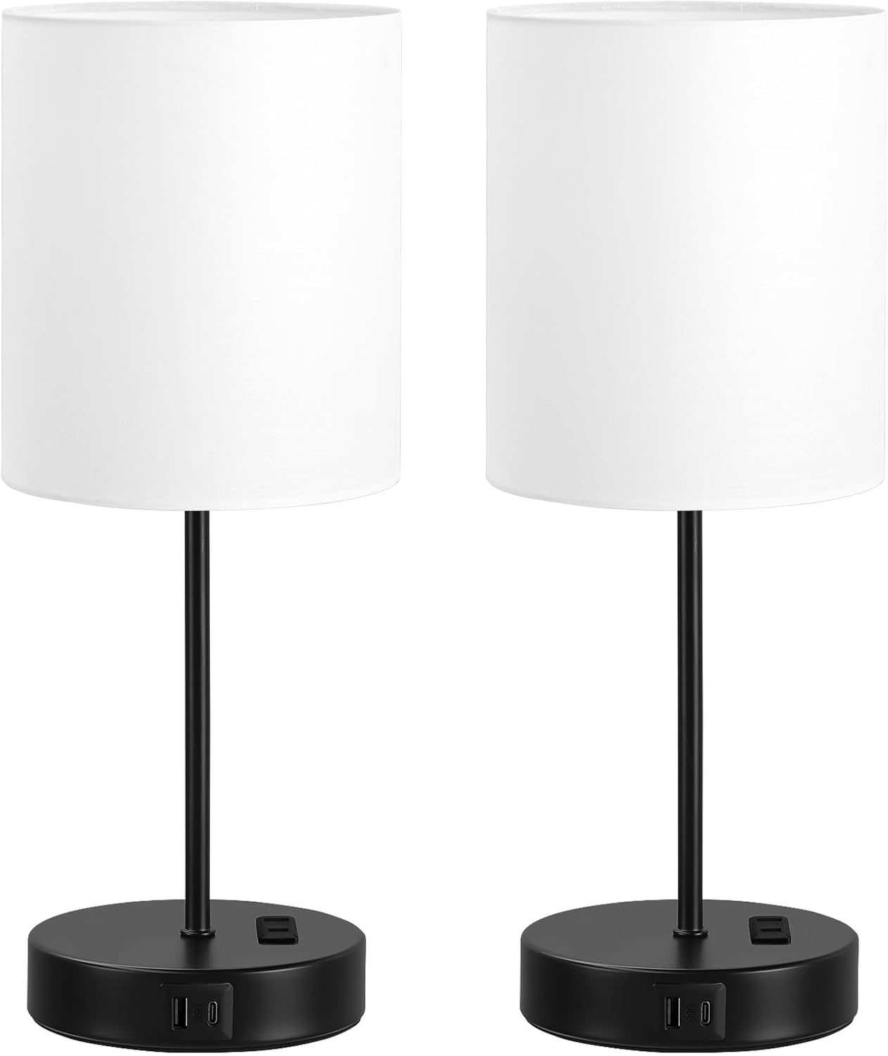Blue Touch Lamps for Nightstand Set of 2 - Bedside Table Lamp for Bedroom with Dual USB Ports & AC Outlet, 3-Way Dimmable Lamps for Living Room Boys Room, Night Light with 5000K Daylight Bulbs