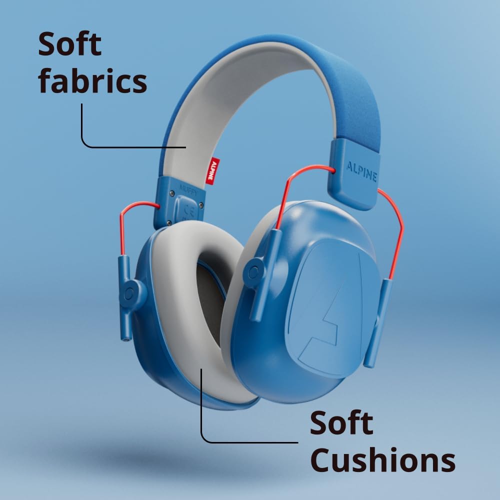 Alpine Muffy Kids - Hearing Protection - CE & ANSI Certified - Adjustable for Ages 3-16 years - Noise Cancelling Headphones - 25dB Sound Reduction Ideal for Protection and Concentration Aid – Black