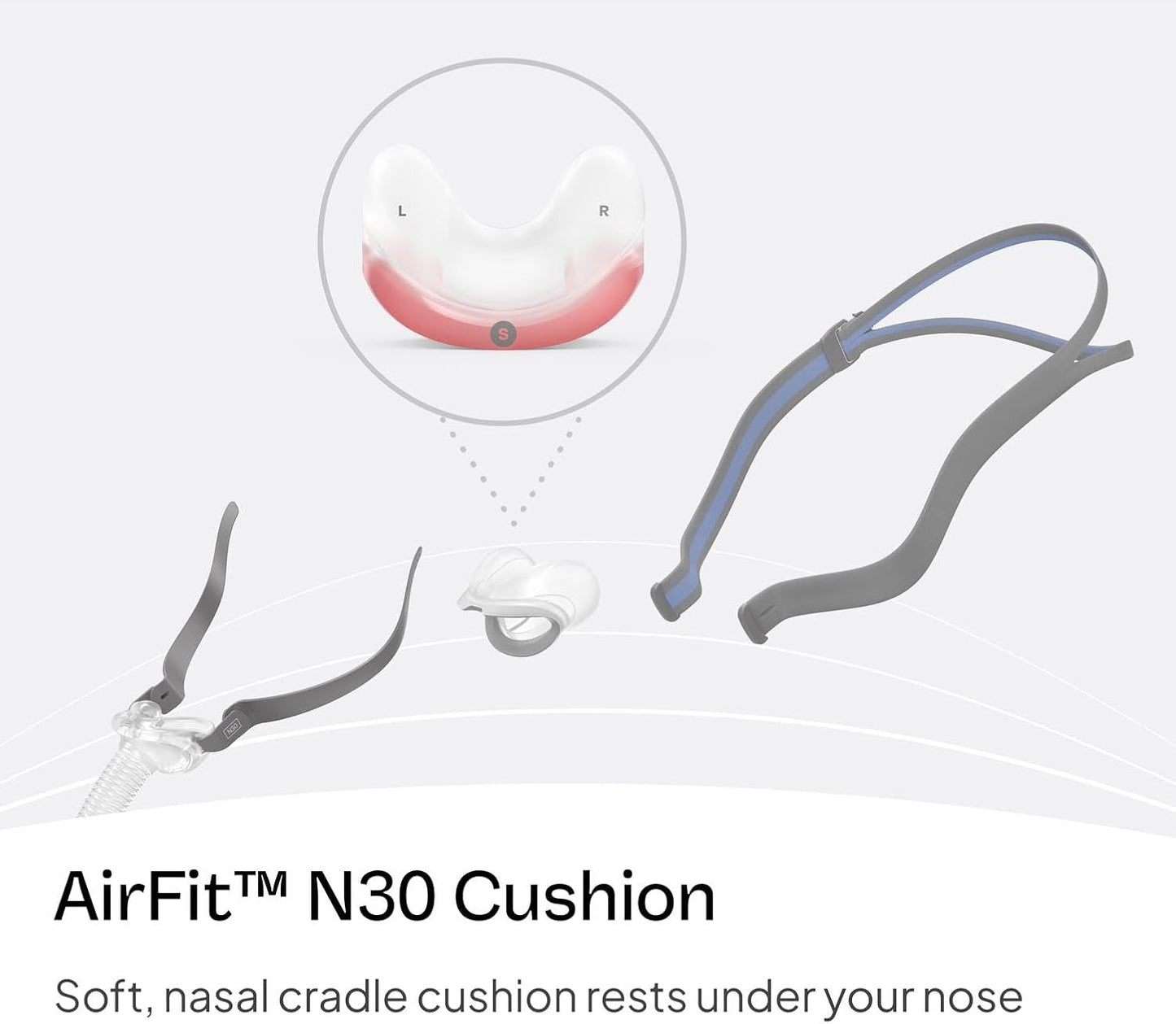 ResMed AirFit N30 Cushion - Nasal CPAP Mask Cushion Replacement - Soft Silicone - Medical CPAP Supplies & Accessories - Small